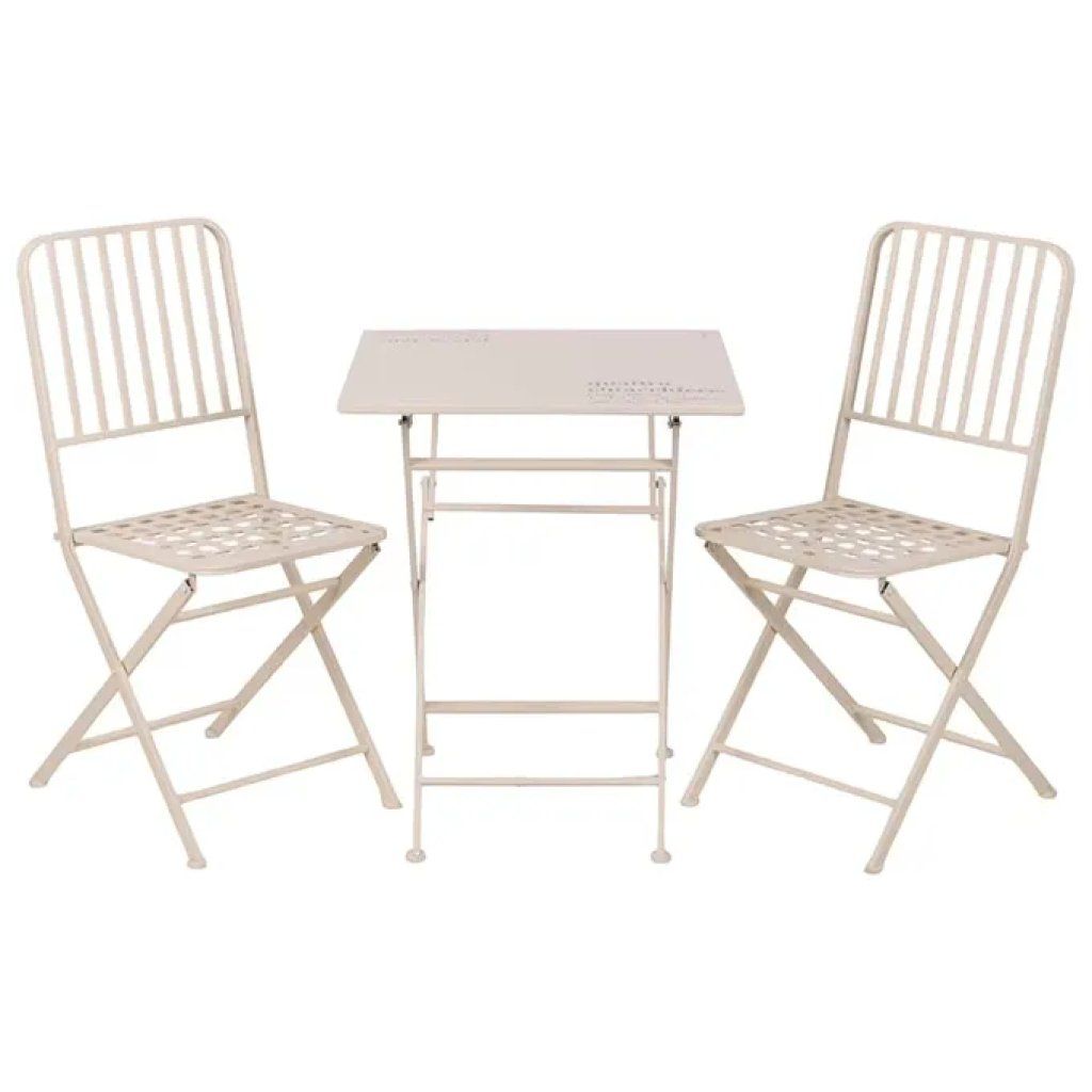VDE TIVOLI 1996 Villa d’Este Victionary Set Tavolo e 2 Sedie in Metallo Avorio