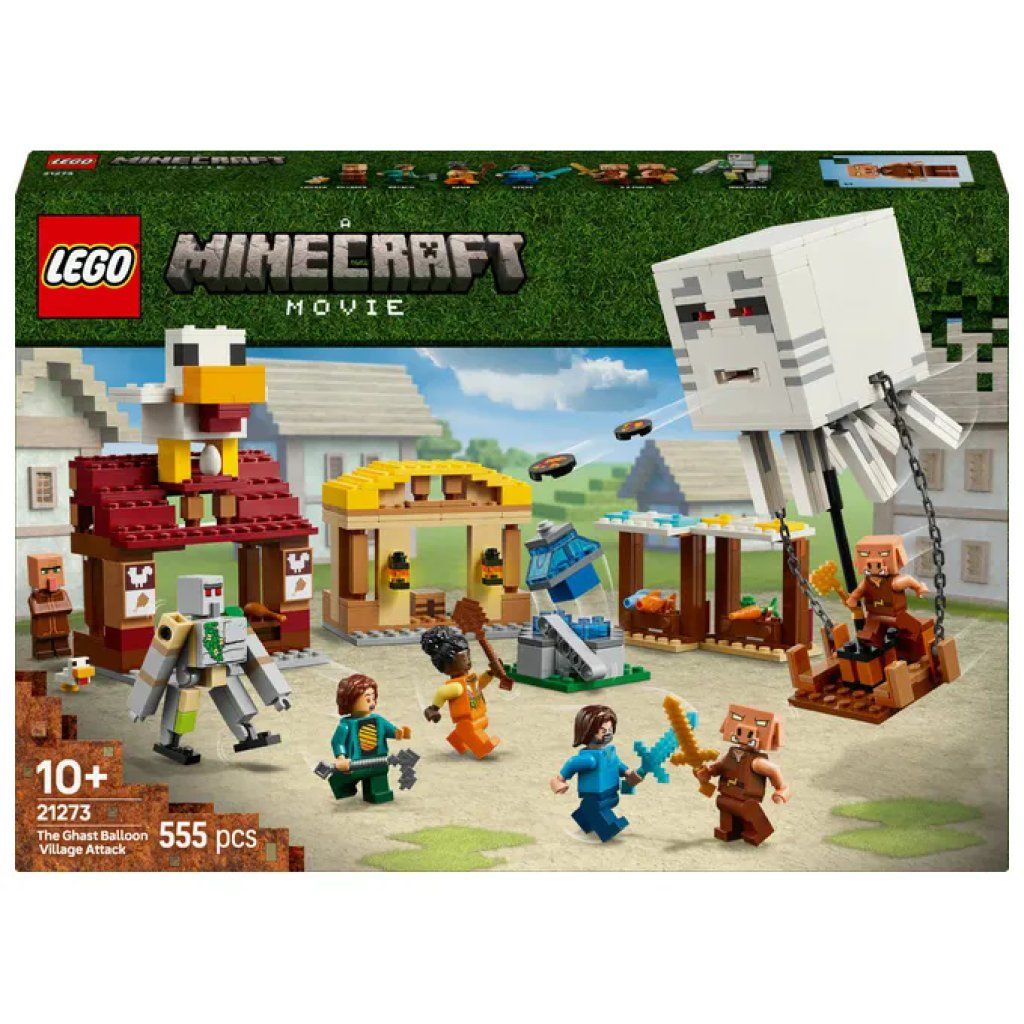 LEGO Minecraft 21273 – Attacco al Villaggio del Ghastpallone, 555 pezzi