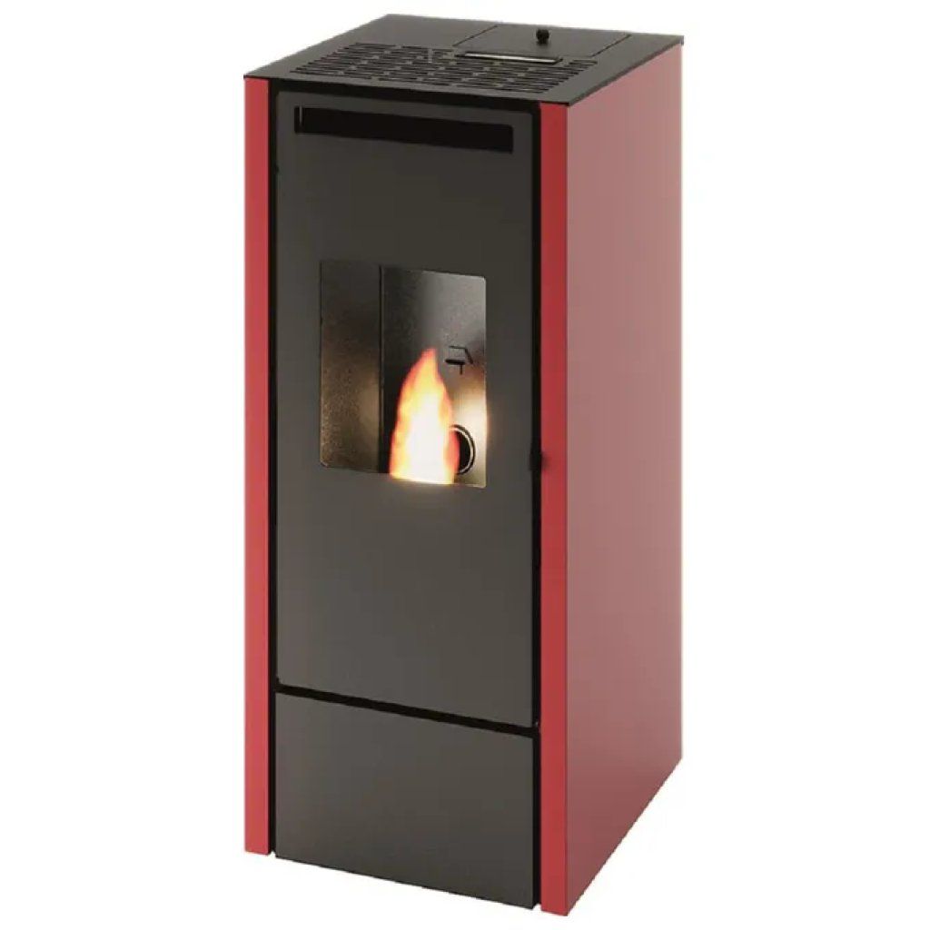 Punto Fuoco Vivian Stufa a Pellet 11 kW Rossa con Telecomando