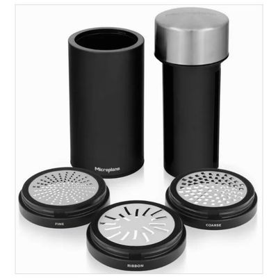 Microplane Macina Spezie 3 in 1 con 3 Lame Intercambiabili, Nero