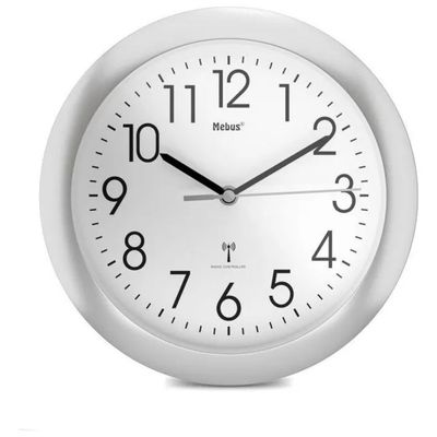 Mebus Orologio da Parete Radiocontrollato Argento
