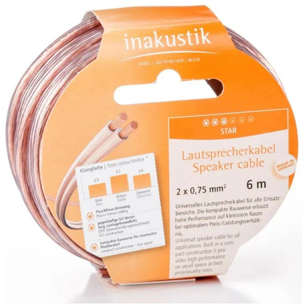 INAKUSTIK In-Akustik Star Cable, cavo per altoparlanti 10 m, 2 x 1 mm²