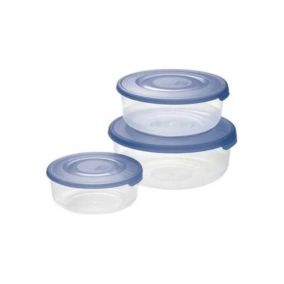 Tontarelli Family Food Set: 3 Contenitori Tondi per Alimenti con Coperchio Azzurro Tontarelli Family Food Set: 3 Contenitori Tondi per Alimenti con Coperchio Azzurro