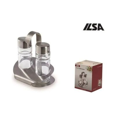 ILSA Set Saliera e Pepiera con Supporto, 3 Pezzi