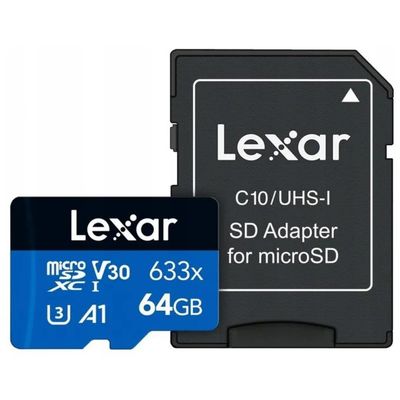Lexar 633x MicroSDXC 64 GB UHS-I U3 Classe 10 Lexar 633x MicroSDXC 64 GB UHS-I U3 Classe 10