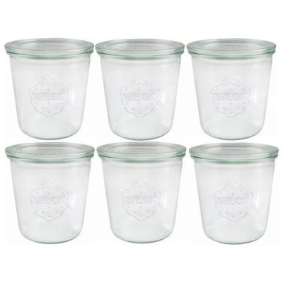 WECK Set di 6 Vasetti in Vetro da 580 ml