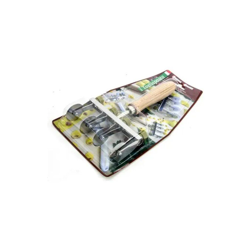 ELETTRO CENTER Tagliapasta a 4 rotelle lisce in acciaio inox con manico in legno ELETTRO CENTER Tagliapasta a 4 rotelle lisce in acciaio inox con manico in legno