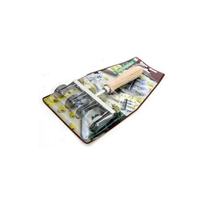 ELETTRO CENTER Tagliapasta a 4 rotelle lisce in acciaio inox con manico in legno