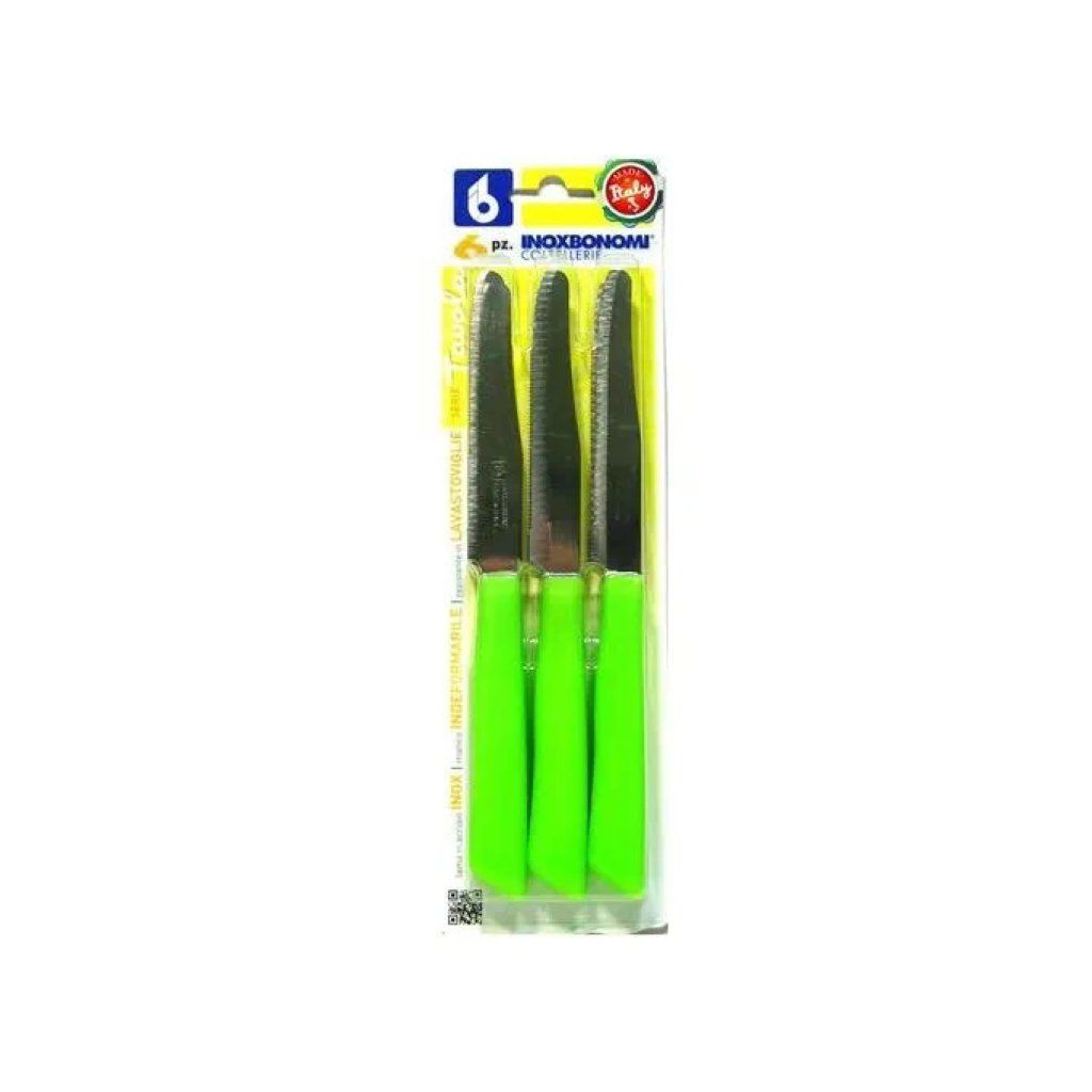 COLTELLERIE BONOMI Bonomi Set 6 Coltelli da Tavola Seghettati, Manico Verde