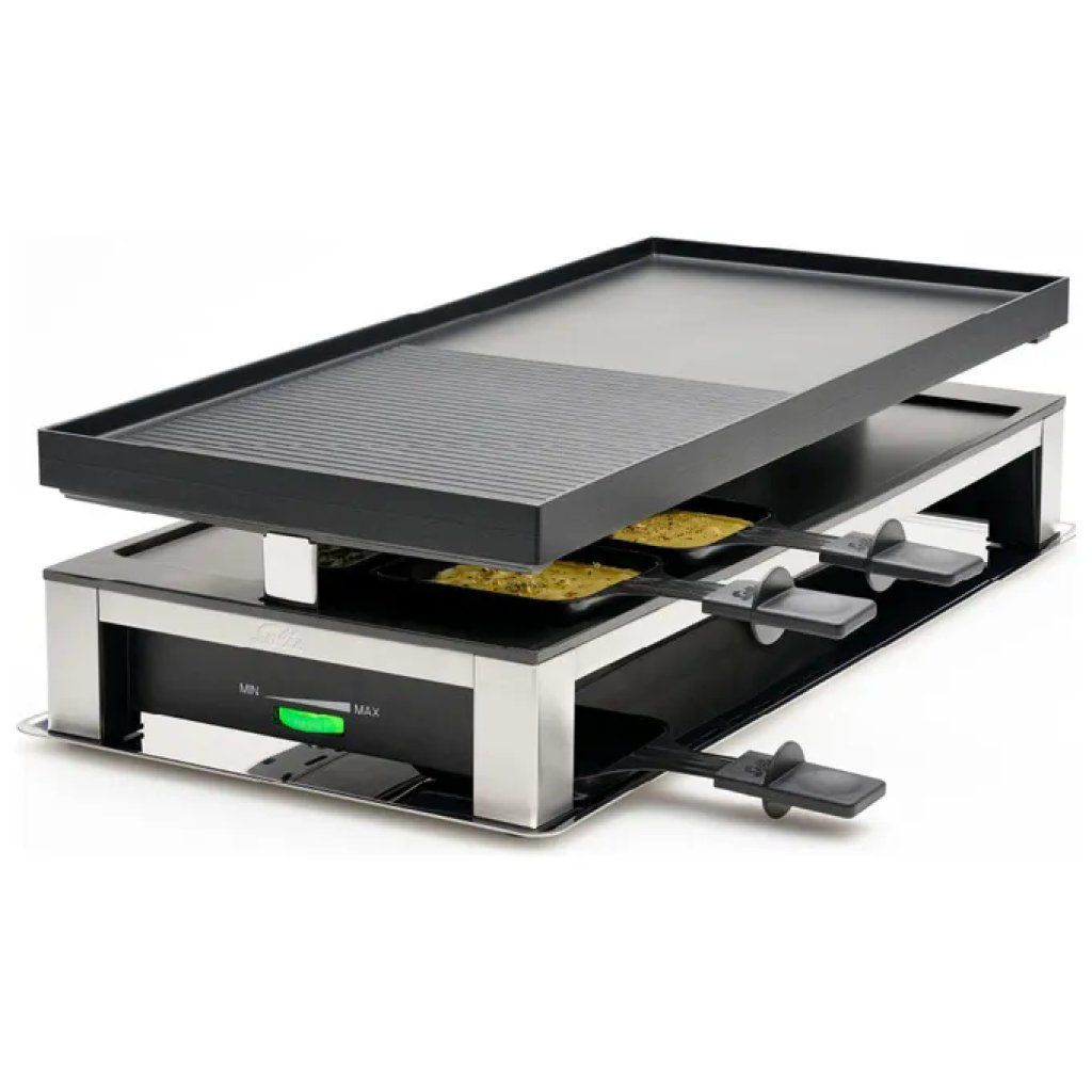 Solis 7911 Griglia per Raclette 10 persone 1500 W Acciaio Inox Piastre Rimovibili Termostato Regolabile