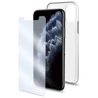 Celly Kit Antibatterico Cover e Vetro per iPhone 11 Pro