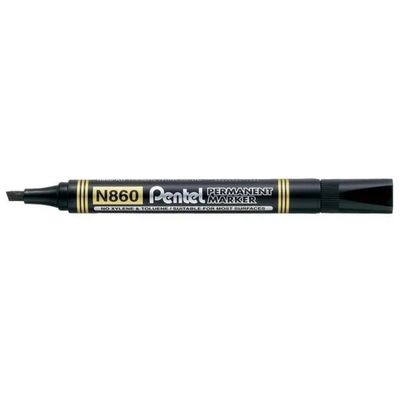 Pentel N860 – Confezione da 12 pennarelli permanenti neri a scalpello