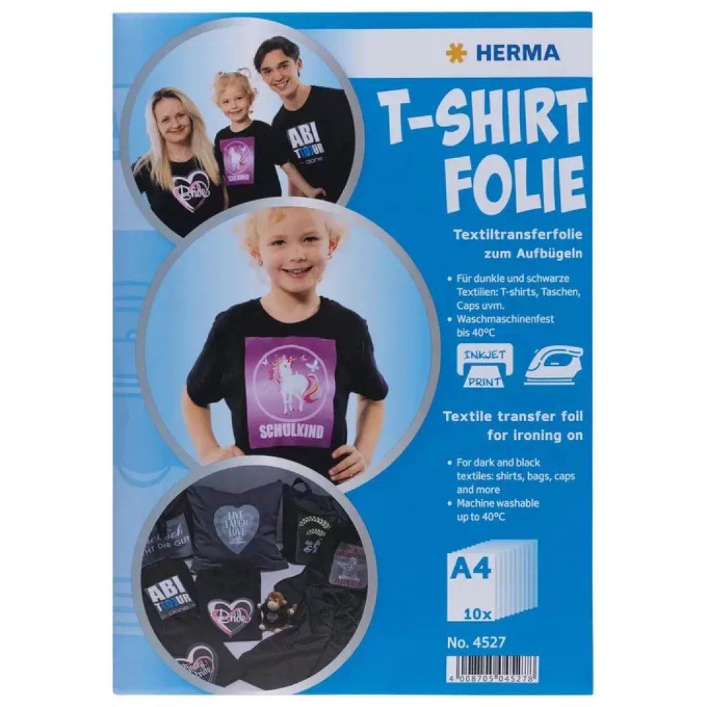 HERMA Carta Transfer A4 per Tessuti Scuri, 20 Fogli