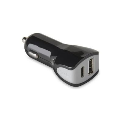 Celly Caricabatterie da Auto con 2 Porte USB e USB-C Nero Celly Caricabatterie da Auto con 2 Porte USB e USB-C Nero