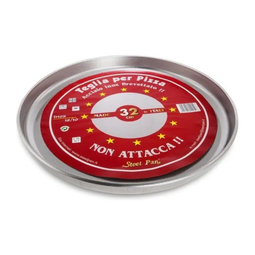 STEELPAN Teglia tonda per pizza antiaderente in acciaio inox, 28 cm