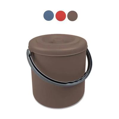 Stefanplast Eureka Pattumiera Tonda con Coperchio, 25 L, Rosso Sunset