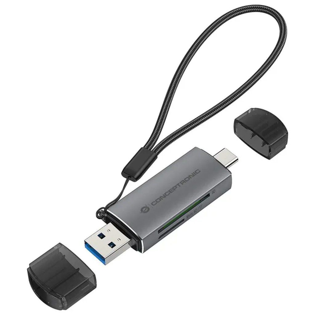 Conceptronic BIAN05G Lettore di Schede USB 3.2 Gen 1 Type-A/Type-C Grigio Conceptronic BIAN05G Lettore di Schede USB 3.2 Gen 1 Type-A/Type-C Grigio