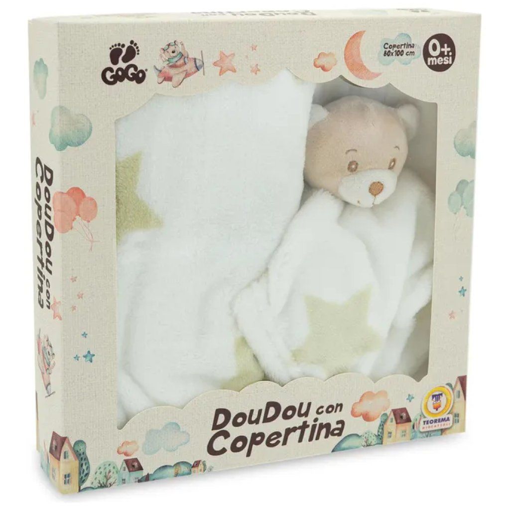Teorema GOGO Set Copertina 80x100 cm e Doudou Orsetto con Sonaglio