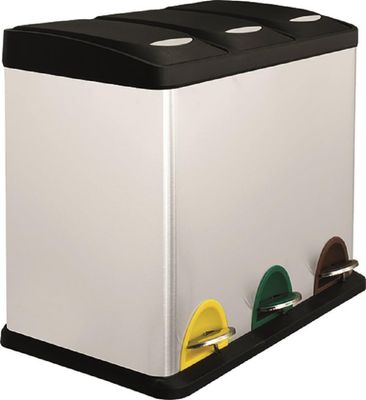 VIGOR Pattumiera Differenziata Tripla in Acciaio Inox, 46 × 31 × 40 cm