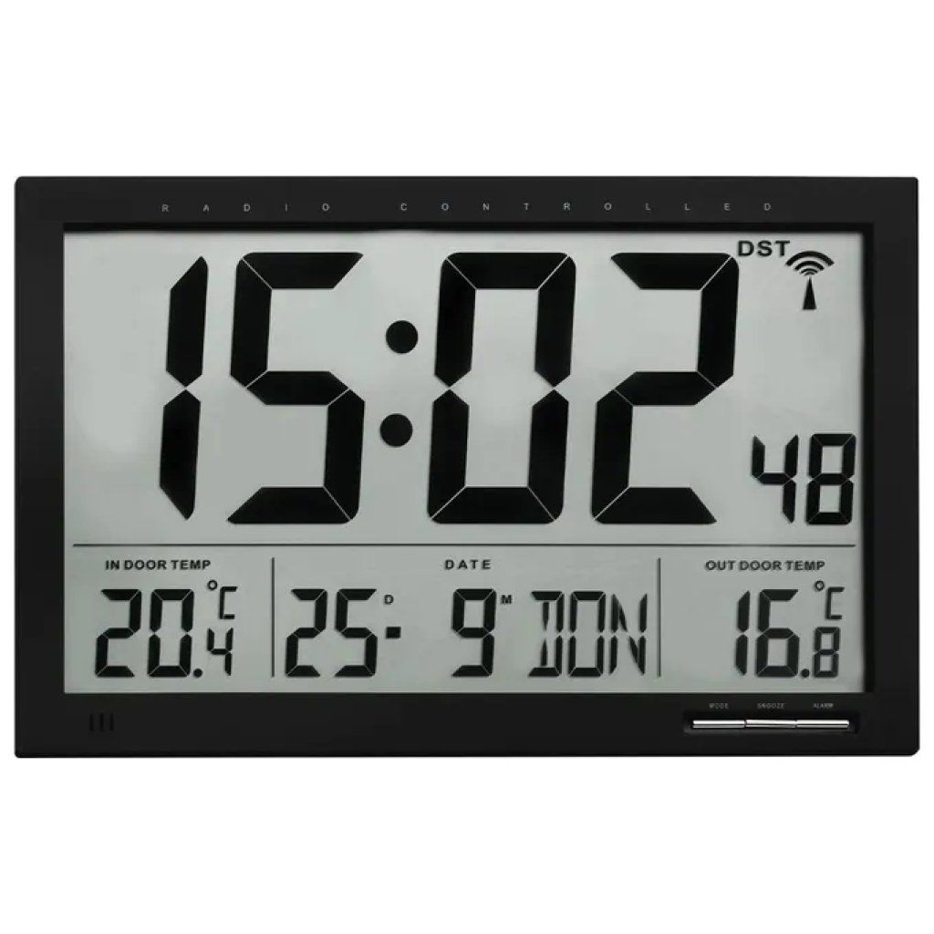 TFA-DOSTMANN TFA 60.4510.01 Orologio digitale da parete XL radiocontrollato, nero