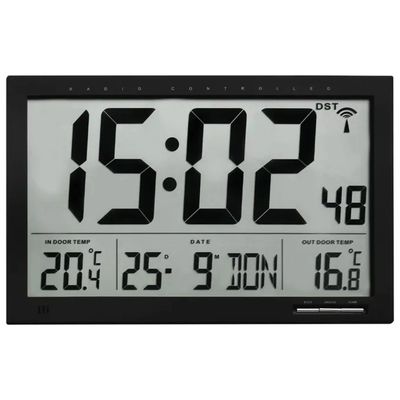 TFA-DOSTMANN TFA 60.4510.01 Orologio digitale da parete XL radiocontrollato, nero