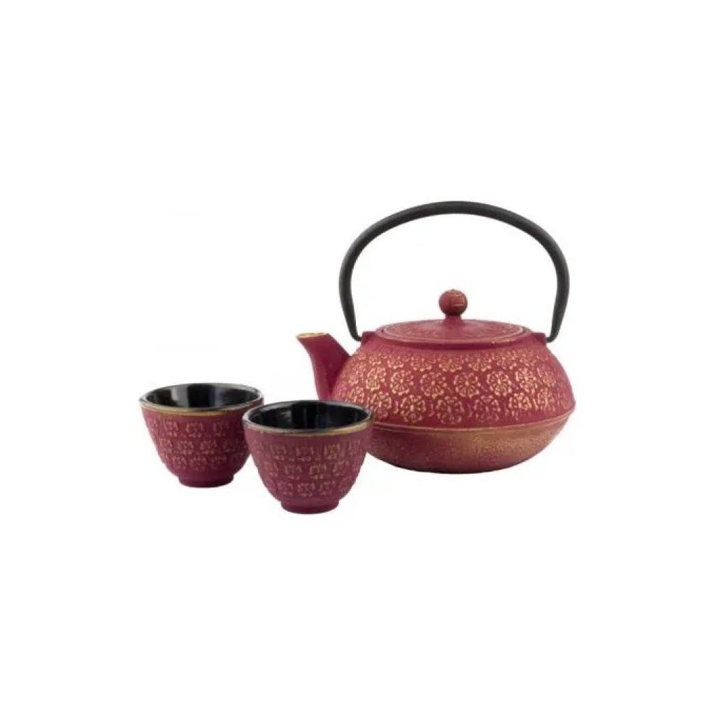 Bredemeijer Shanghai – Set da tè in ghisa rosa e oro, 0,6 L con 2 tazze