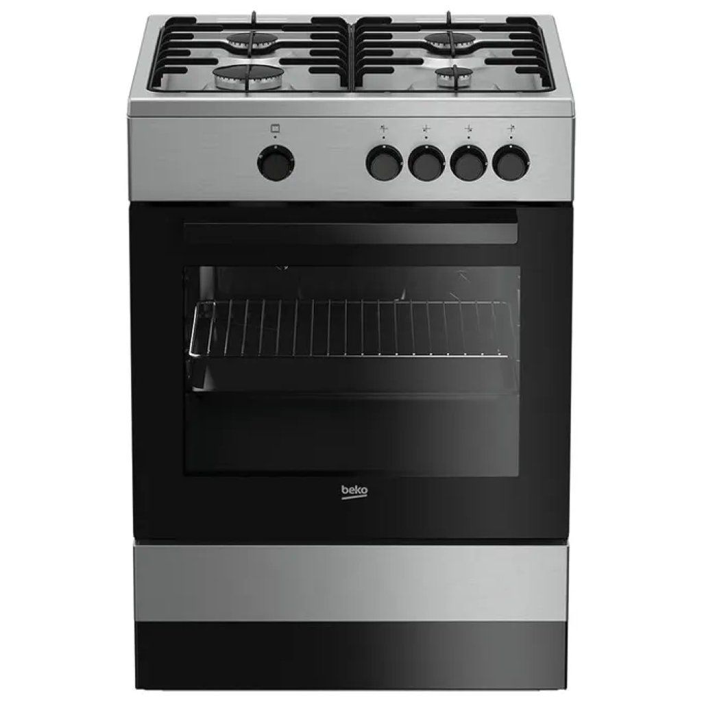 BEKO La Germania AMN9P5GXVC Cucina a Gas 90x60 cm, 5 Fuochi, Forno Ventilato 56 L, Classe A+, Inox