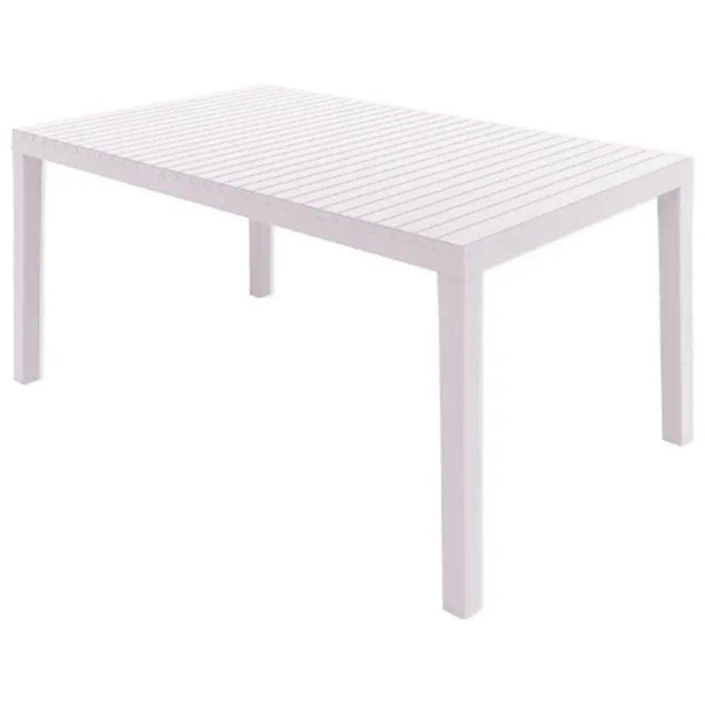 Brixo Palau Tavolo da Esterno in Resina Bianco 150 x 90 cm