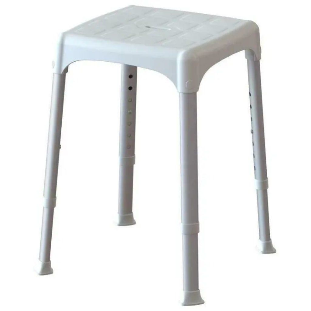 VIGOR-BLINKY K Design 93519 Sgabello da Bagno Regolabile Bianco, Altezza 39-54 cm