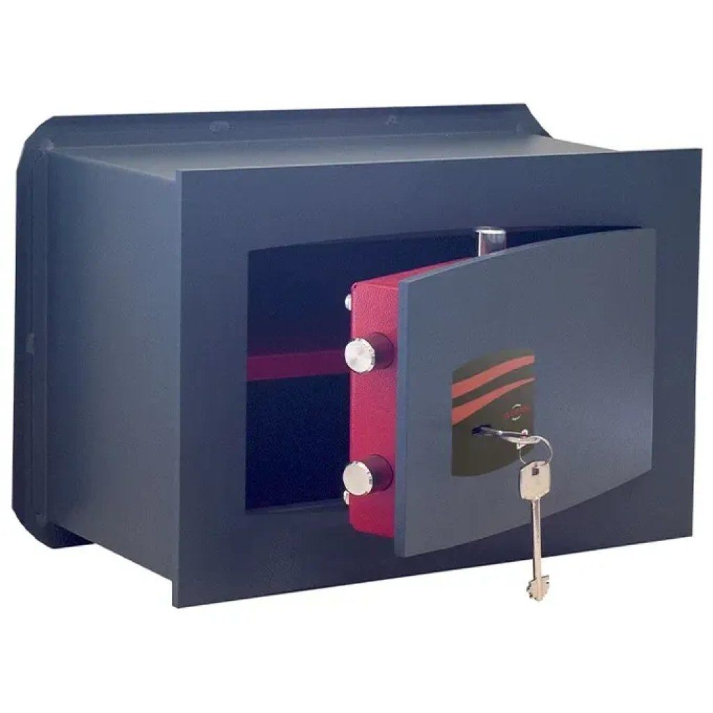 STARK Basic Plus 1800 ALP – Cassaforte a muro con chiave doppia mappa, 32 × 49 × 19,5 cm, nera