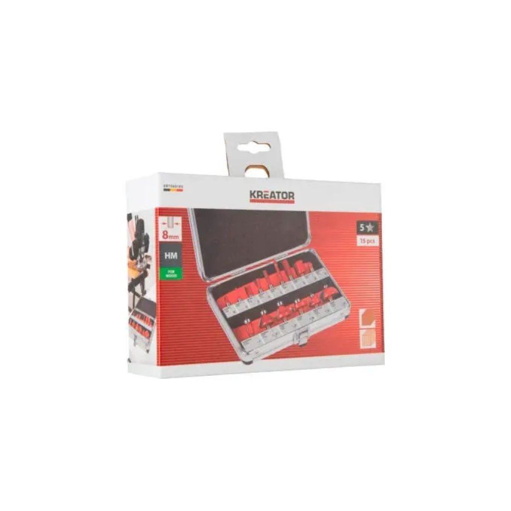 Kreator KRT060185 Set di 15 frese multifunzione, gambo 8 mm Kreator KRT060185 Set di 15 frese multifunzione, gambo 8 mm