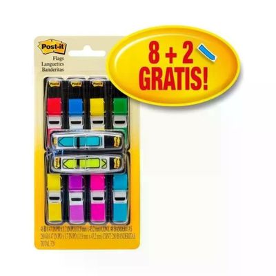 Post-it Index Mini multiformato con dispenser, 328 bandierine adesive, confezione 8+2