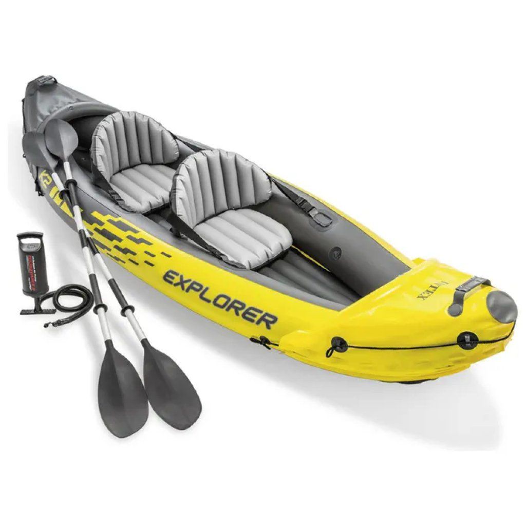 Intex Explorer K2 Kayak Gonfiabile 2 Posti con Pagaie e Pompa Intex Explorer K2 Kayak Gonfiabile 2 Posti con Pagaie e Pompa