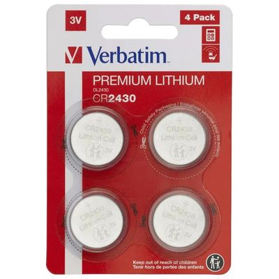Verbatim CR2430 Pila Bottone Monouso al Litio 3V 290 mAh Confezione da 4 colore Argento Verbatim CR2430 Pila Bottone Monouso al Litio 3V 290 mAh Confezione da 4 colore Argento