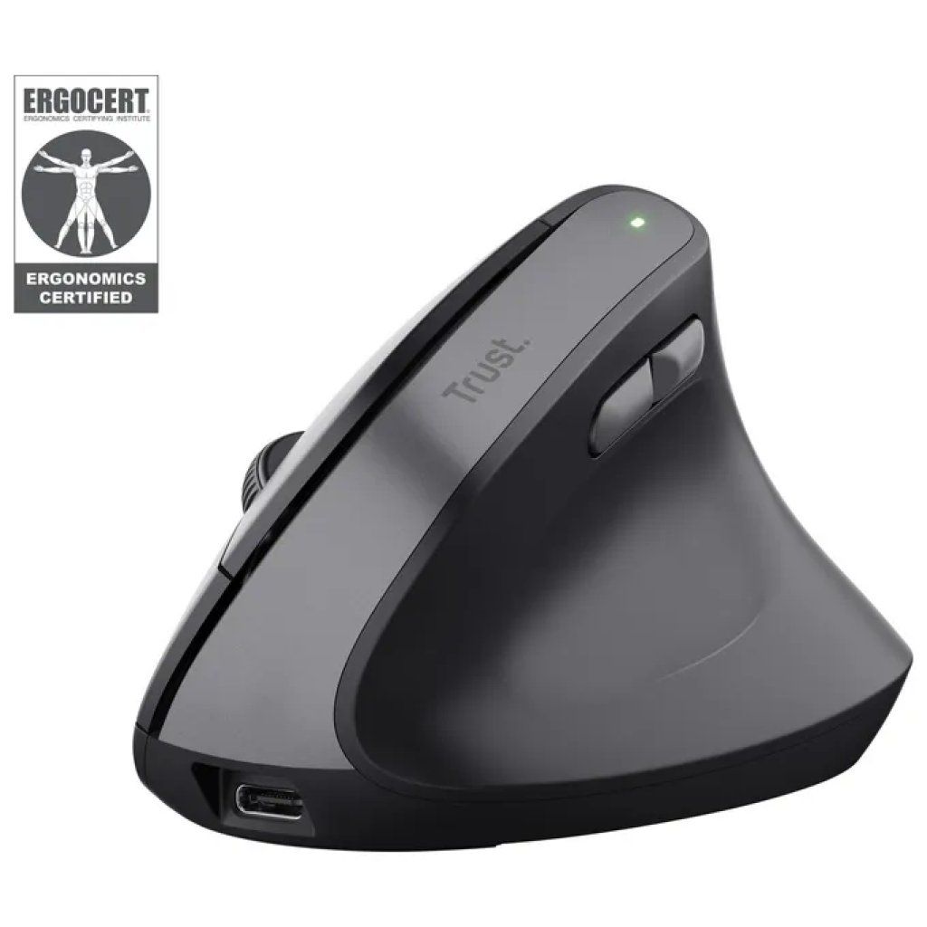 Trust Bayo II Mouse Ergonomico Wireless Ricaricabile, 2400 DPI, 6 Tasti, USB-C, Nero Trust Bayo II Mouse Ergonomico Wireless Ricaricabile, 2400 DPI, 6 Tasti, USB-C, Nero