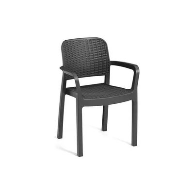 ALLIBERT Keter Bella K249570 – Sedia da giardino impilabile effetto rattan, grafite