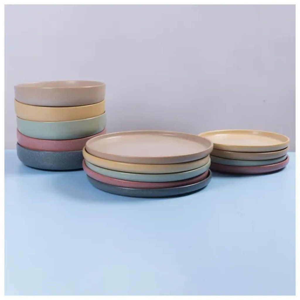 VDE Villa d’Este Berlin – Set 6 piatti fondi in gres, 20,5 cm, multicolore pastello