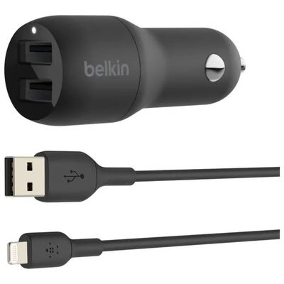 Belkin BoostCharge Caricabatteria Auto USB-A 24 W con Cavo Lightning da 1 m