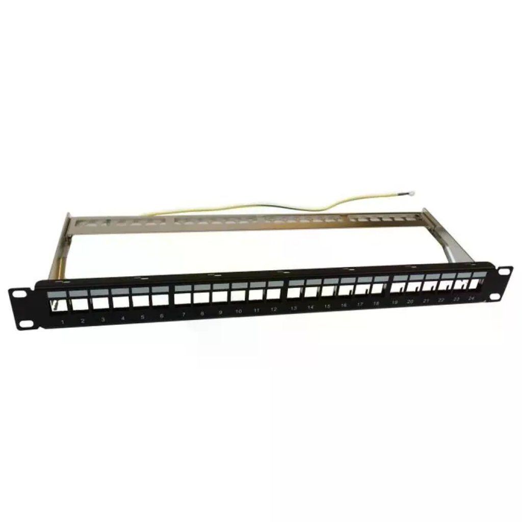 WP EUROPE Pannello Patch Rack 1U per 24 Moduli Keystone RJ45 Nero