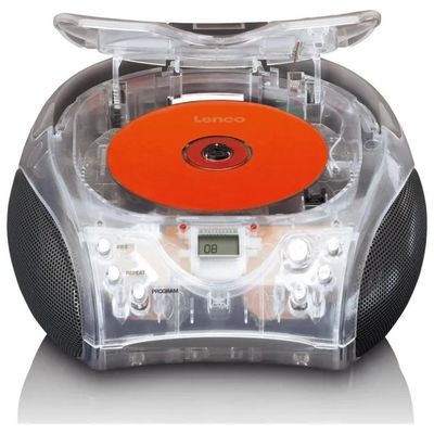 Lenco SCD-24TR Lettore CD Portatile con Radio FM e Bluetooth 5.0, Trasparente