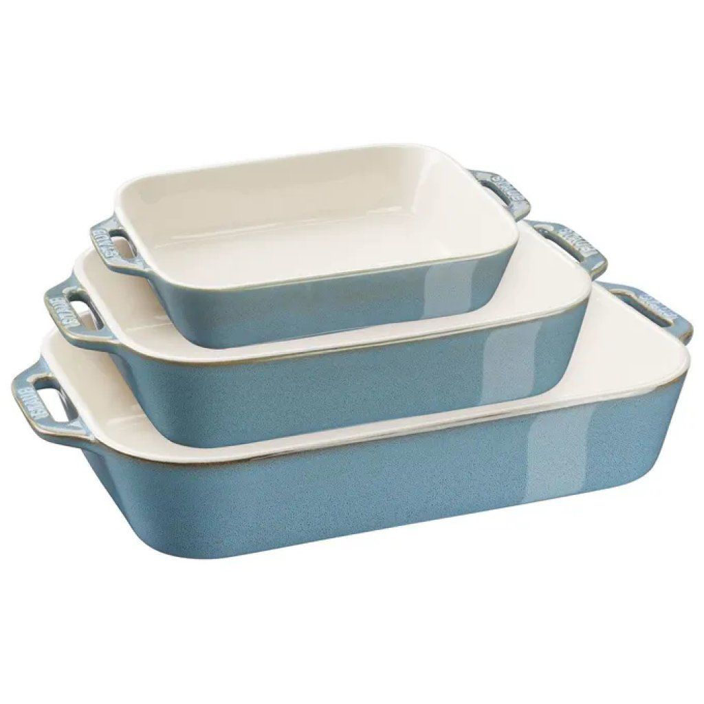 STAUB Set di 3 stampi rettangolari in ceramica turchese