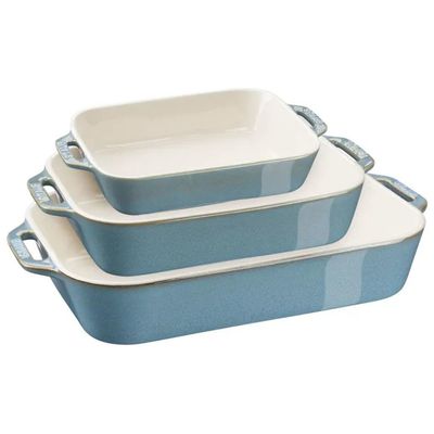 STAUB Set di 3 stampi rettangolari in ceramica turchese STAUB Set di 3 stampi rettangolari in ceramica turchese