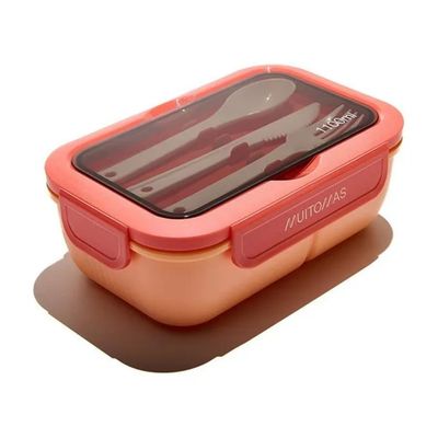 Muitomas Lunch Box Small Peach Fuzz con posate