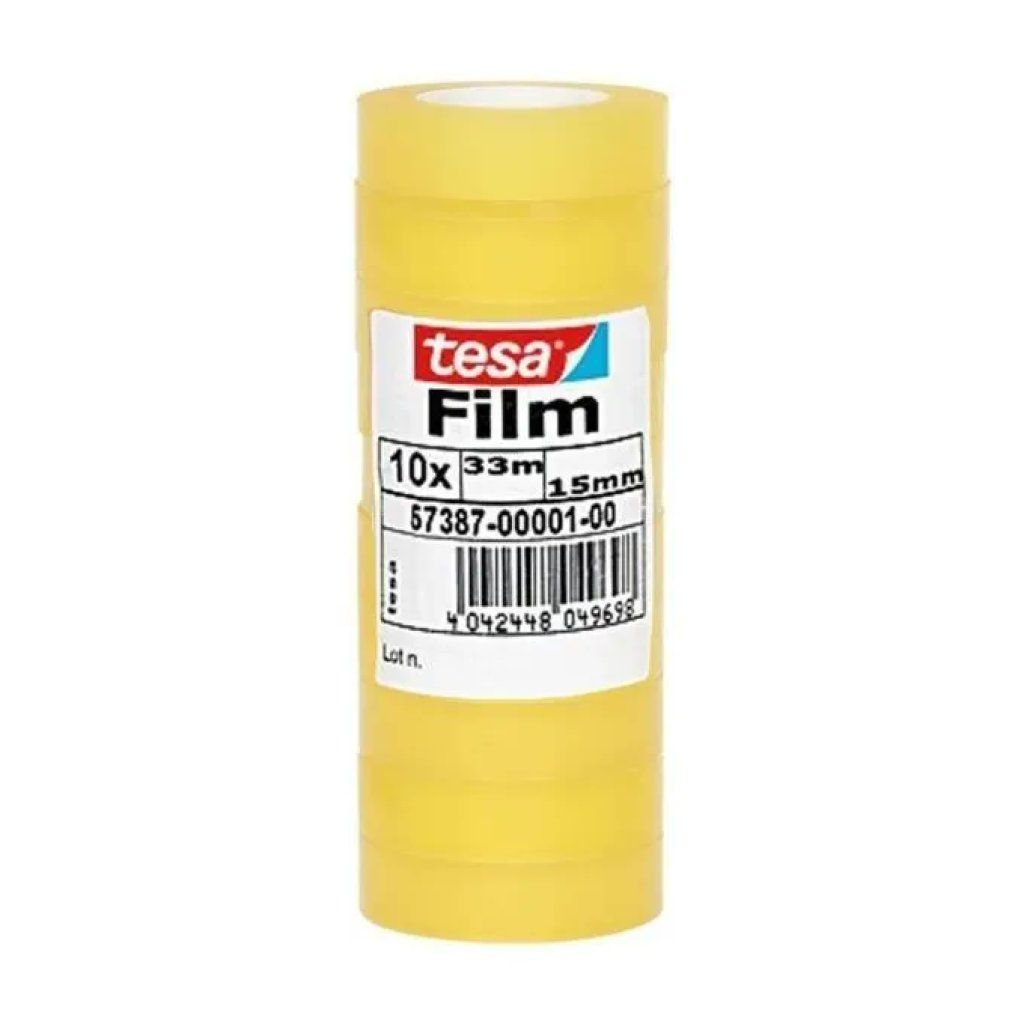 TESA Film – 10 rotoli di nastro adesivo trasparente, 15 mm × 33 m TESA Film – 10 rotoli di nastro adesivo trasparente, 15 mm × 33 m