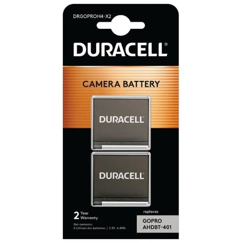 Duracell DRGOPROH4-X2 – Kit 2 batterie per GoPro Hero 4, 1160 mAh Duracell DRGOPROH4-X2 – Kit 2 batterie per GoPro Hero 4, 1160 mAh