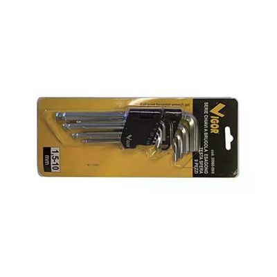 VIGOR-BLINKY Set 9 Chiavi a Brugola con Testa a Sfera, 1,5–10 mm VIGOR-BLINKY Set 9 Chiavi a Brugola con Testa a Sfera, 1,5–10 mm