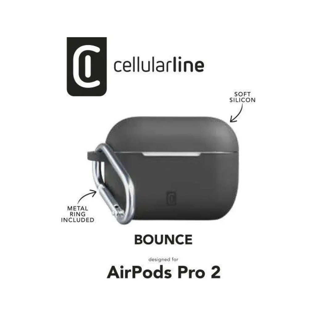 Cellularline Bounce Custodia per AirPods Pro 2 Nera con Gancio