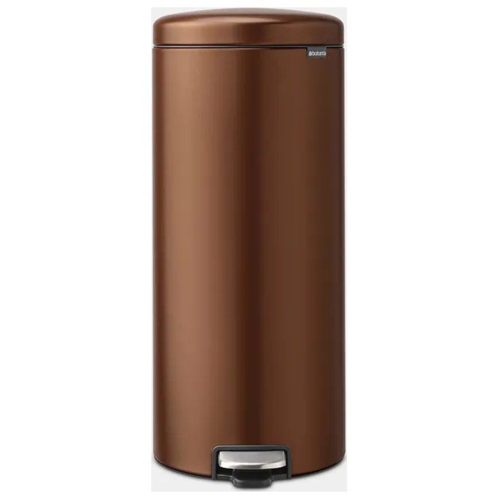 Brabantia 238789 NewIcon Cestino per Rifiuti Rotondo 30 L Acciaio con Chiusura Ammortizzata e Antiscivolo
