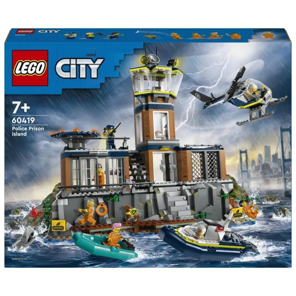 LEGO 60419 Prigione sull'Isola della Polizia Set di Costruzione con 951 Pezzi 7 Minifigures Elicottero