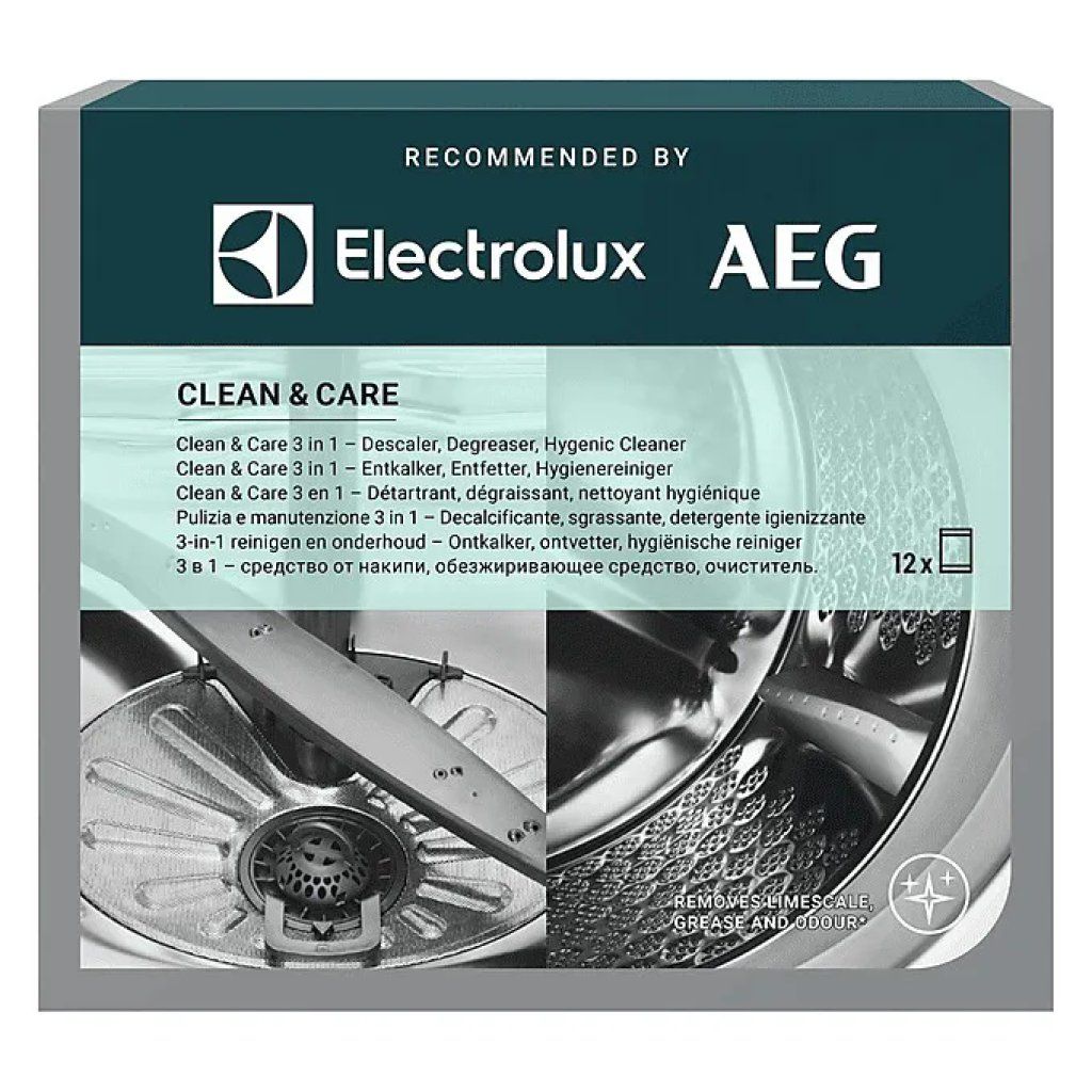 Electrolux M2GCP121 Clean and Care Detergente 3 in 1 Lavatrice e Lavastoviglie 12 bustine colore Bianco Electrolux M2GCP121 Clean and Care Detergente 3 in 1 Lavatrice e Lavastoviglie 12 bustine colore Bianco